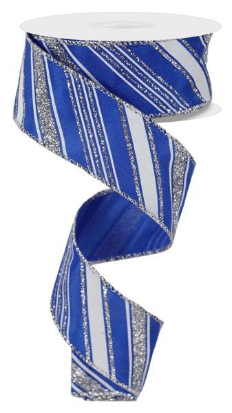 1.5" x 10yd Diagonal Line/Satin