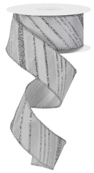 1.5" x 10yd Diagonal Line/Satin