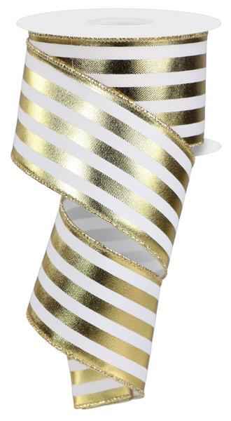 2.5" x 10 yd Metallic Vertical Stripes