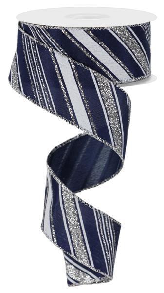 1.5" x 10yd Diagonal Line/Satin