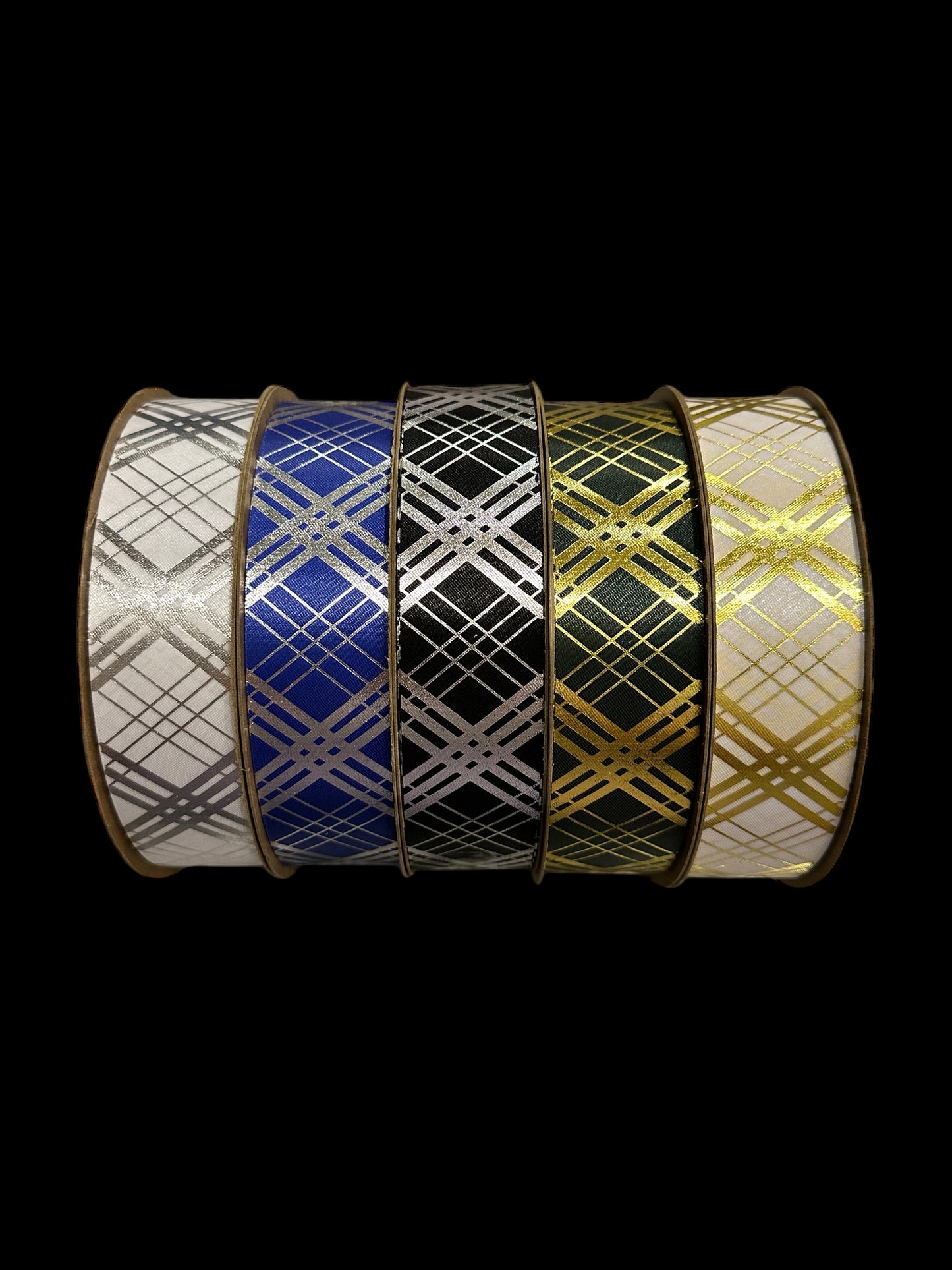 25 Yd Roll Size 9(1 5/16") Plaid Imprinted Ribbon