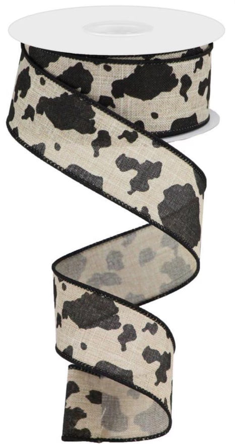 1.5” x 10 yd cow print