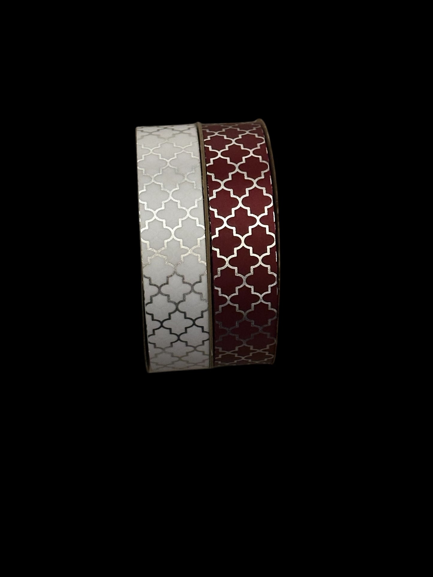 25 Yd Roll Size 9(1 5/16") Quatrefoil Imprinted Ribbon