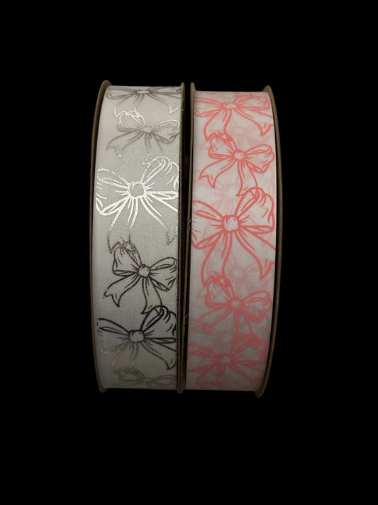 100 Yard Size 9(1 5/16") Cascading Bows Imprinted Ribbon