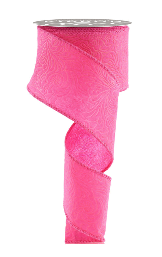 2.5” x 10yd Embossed Floral Ribbon