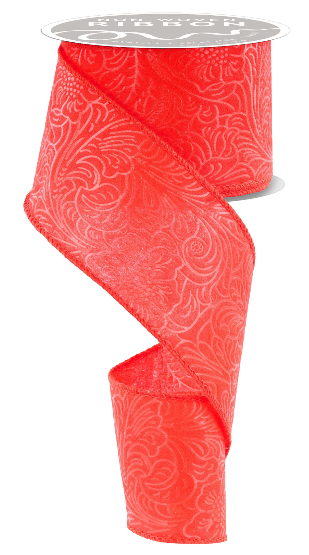 2.5” x 10yd Embossed Floral Ribbon
