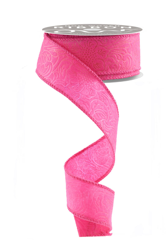 1.5” x 10yd Embossed Floral Ribbon