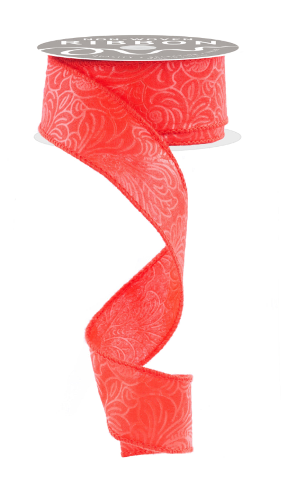 1.5” x 10yd Embossed Floral Ribbon