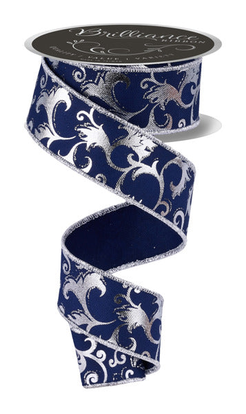 1.5" x 10yd Metallic Foil Swirl Leaf