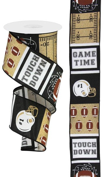 2.5" x 10yds Football Block Ribbon