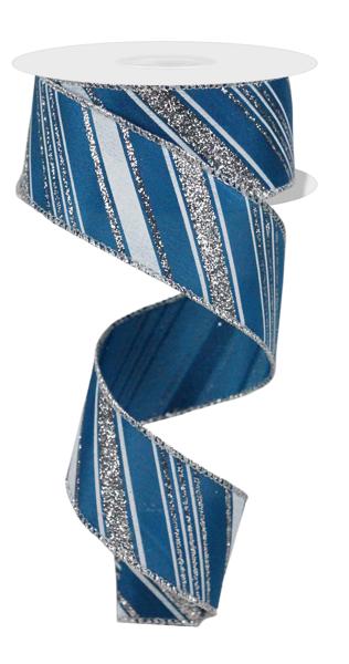1.5" x 10yd Diagonal Line/Satin