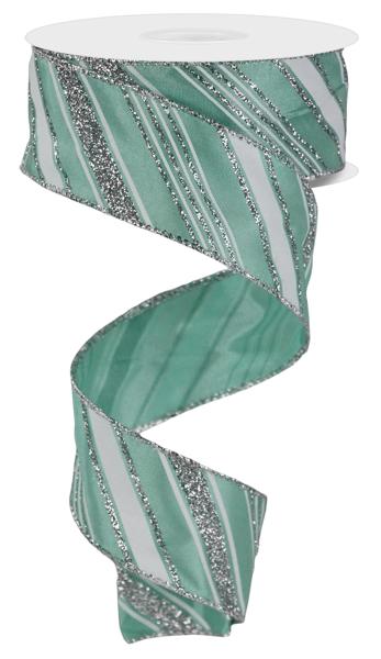 1.5" x 10yd Diagonal Line/Satin