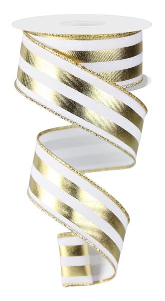 1.5" x 10yd Metallic Vertical Stripes