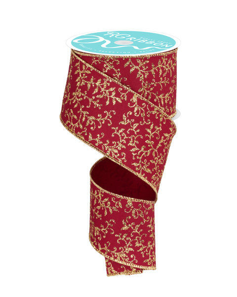 2.5" x 10yd Glitter Mini Leaf Vines