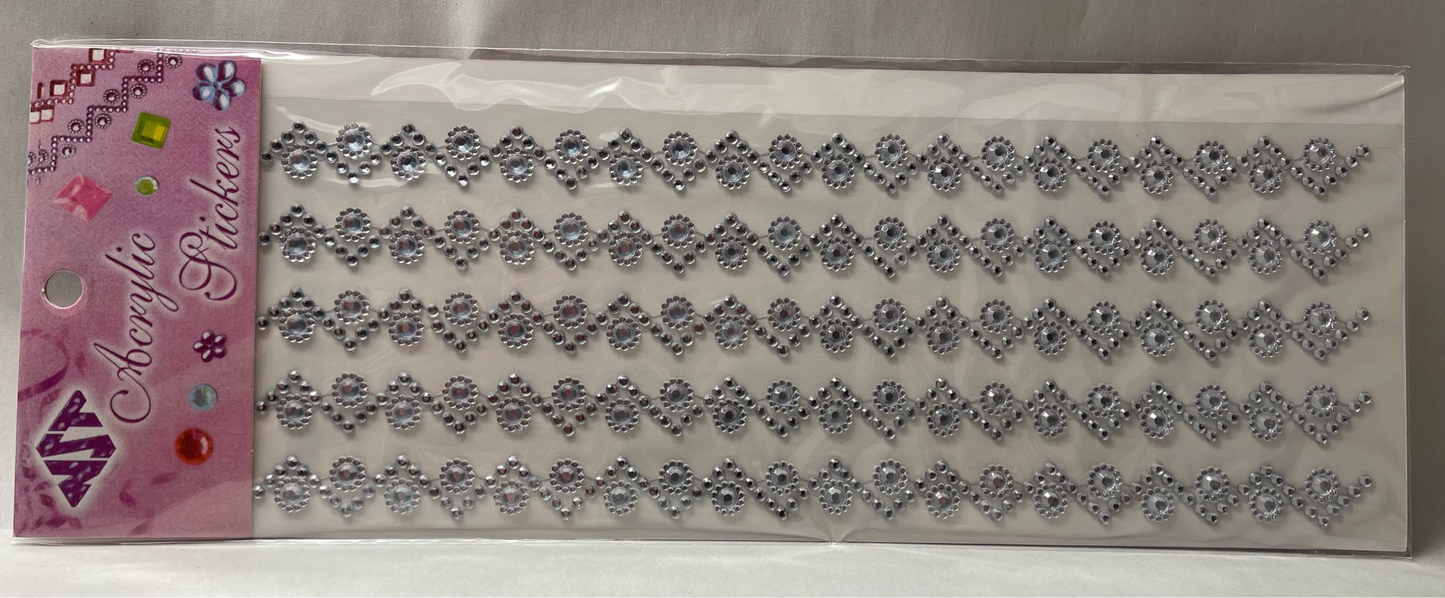 14mm Waved and Flower Gemstone Sticker