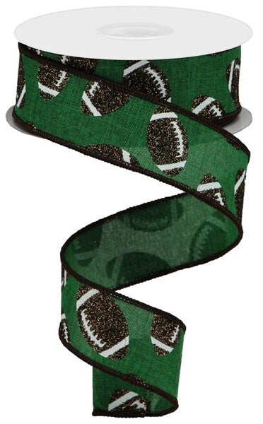 1.5" x 10yds Glitter Football