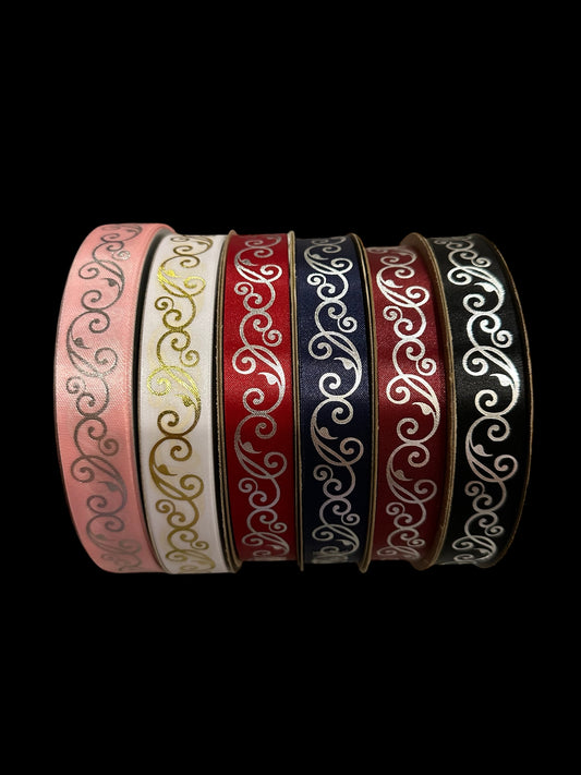 100 yd Roll Size 5(7/8") Swirl 6 Imprint Ribbon