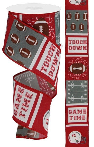 2.5" x 10yds Football Block Ribbon