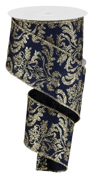 2.5" x 10yrd Glitter Damask