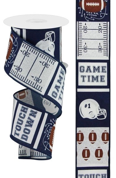 2.5" x 10yds Football Block Ribbon