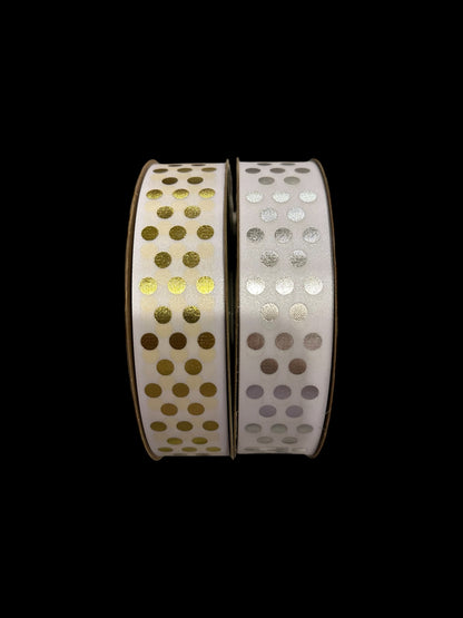 100 Yd Roll Size 9(1 5/16") Polka dots Imprinted Ribbon