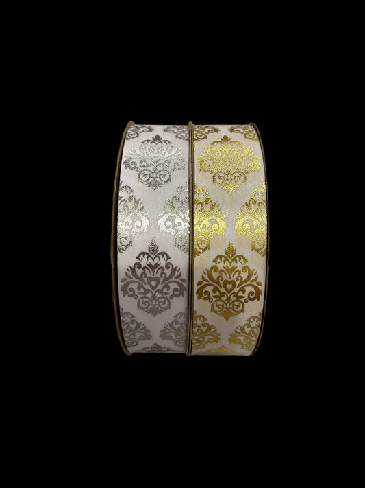 25 Yd Roll Size 9(1 5/16") Damask 1 Imprinted Ribbon