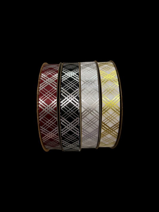 100 yd Roll Size 5(7/8") Plaid Imprint Ribbon