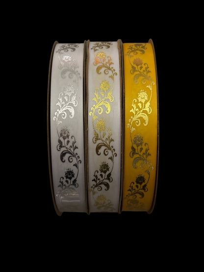 100 yd Roll Size 5(7/8") Flower Vine Imprint Ribbon