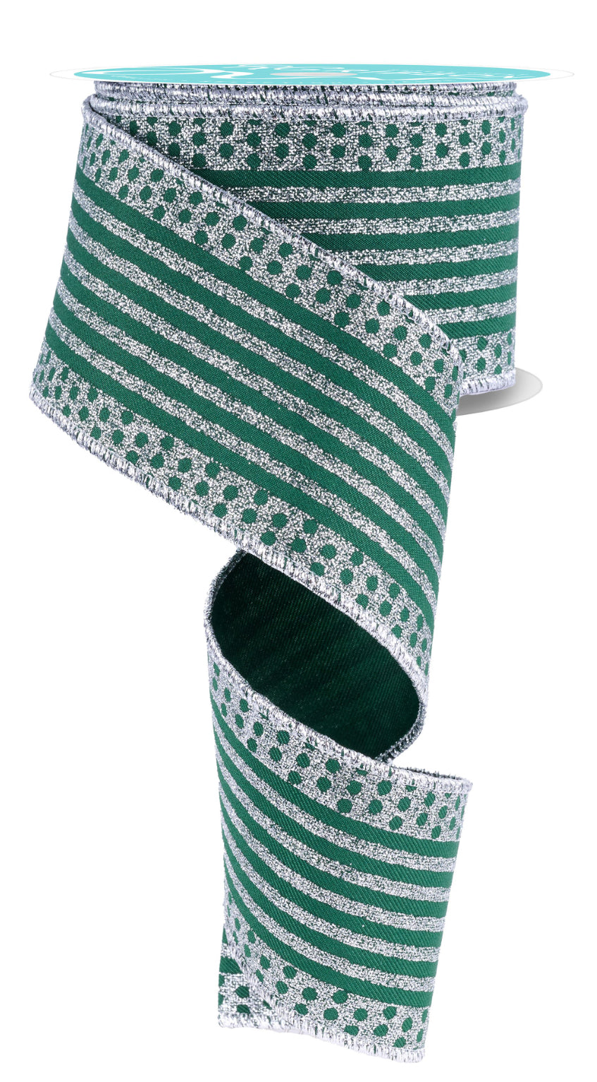 2.5” x 10yd Vertical Stripes w/ Dots