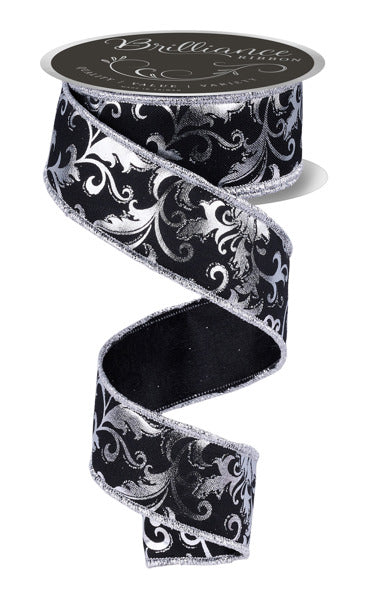 1.5" x 10yd Metallic Foil Swirl Leaf