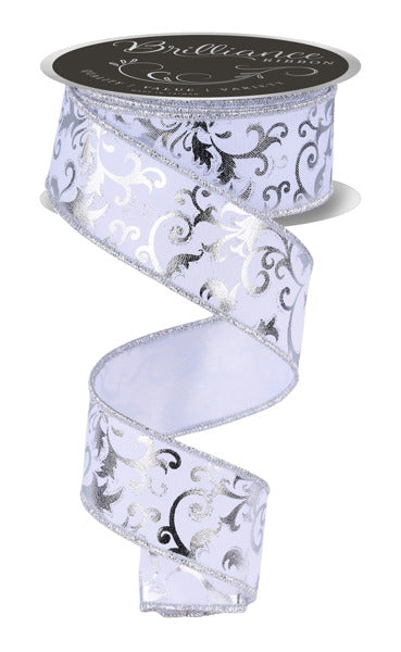 1.5" x 10yd Metallic Foil Swirl Leaf
