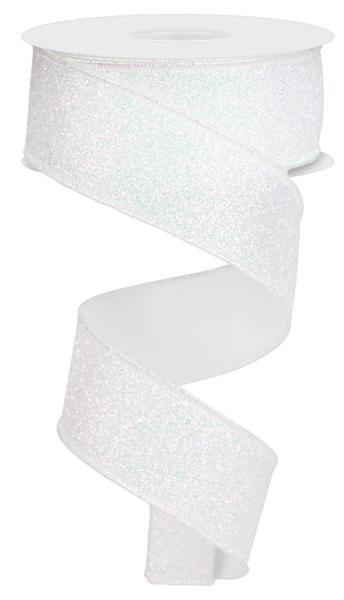10 Yd White Glitter on Fabric